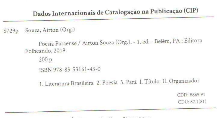 V Anuário da poesia paraense ISBN